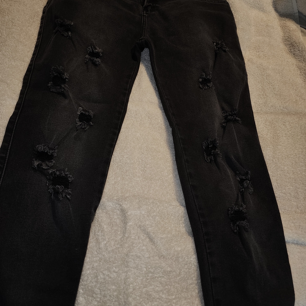 Columbia Charcoal Distressed Skinny Jeans